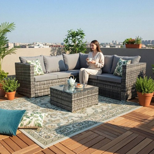 Outdoor shape rattan sofa - l-shape,