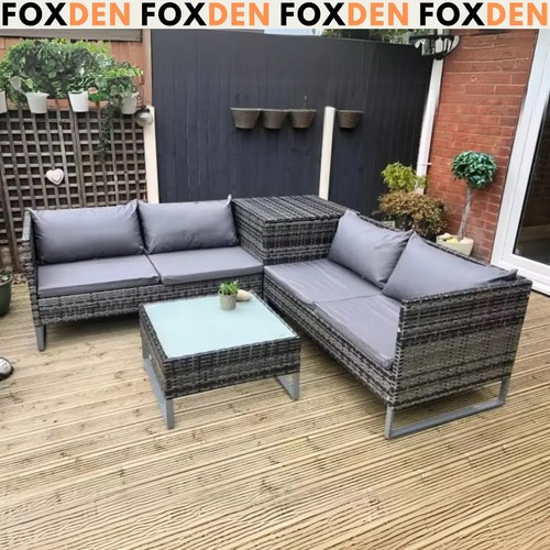Grey patio rattan corner sofa - patio,