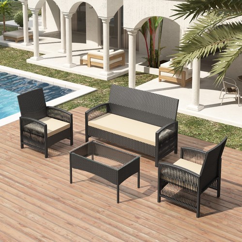 4pcs rattan garden furniture - rattan,