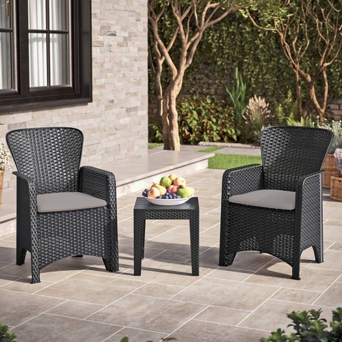 Black rattan effect - black,