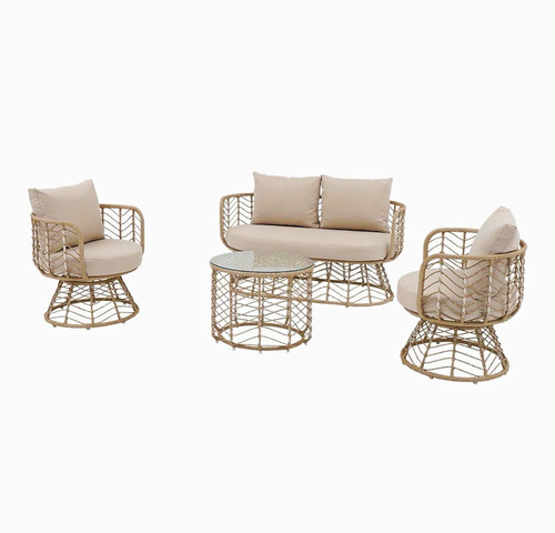 Piece beige rattan - 4-piece,