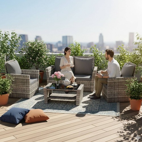 Rattan furniture set 4pcs - rattan,