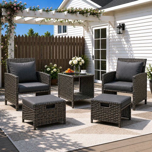 Rattan garden furniture set - furniture, set,