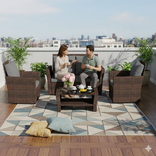 Rattan furniture set - set, 4pcs